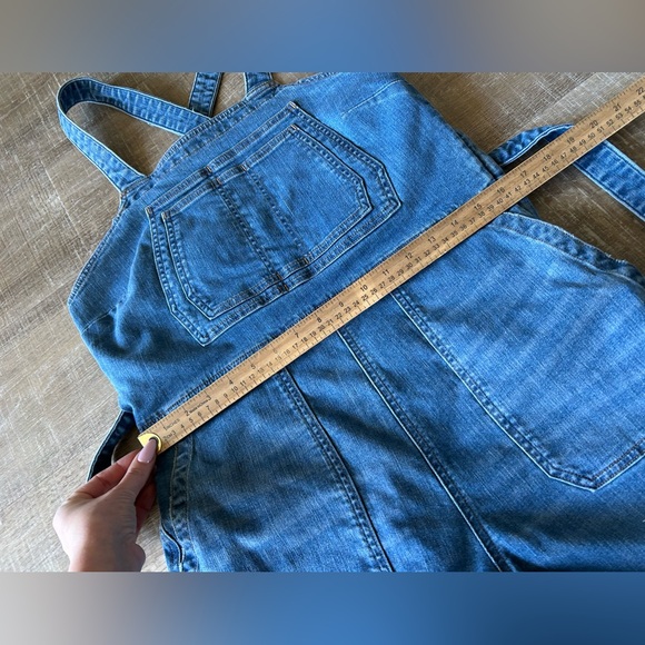 Duluth Trading Overalls Womens 6 blue denim Gardening Bibs Stretch Work Tie EUC - Picture 11 of 14